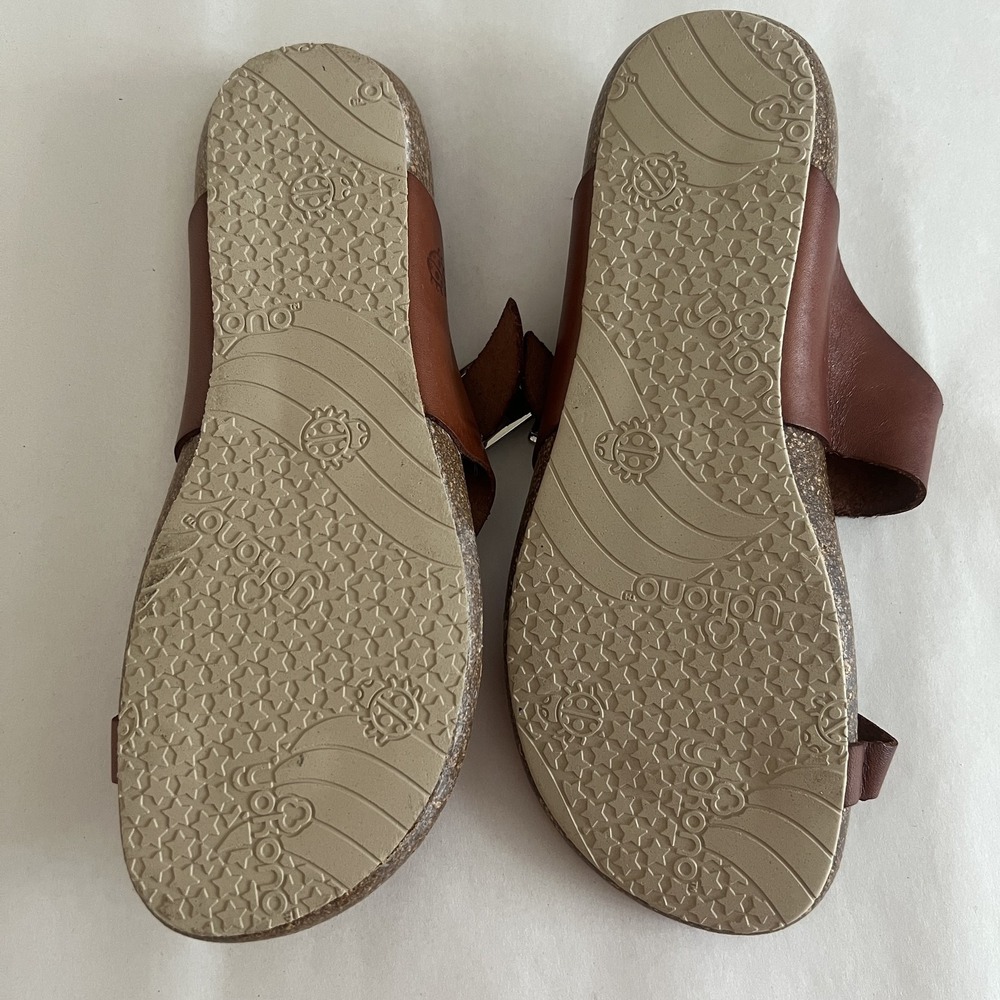 Yokono Comfort Sandals Womens 9 Brown Leather Toe Loop Spain Cork Buckle - Picture 7 of 10